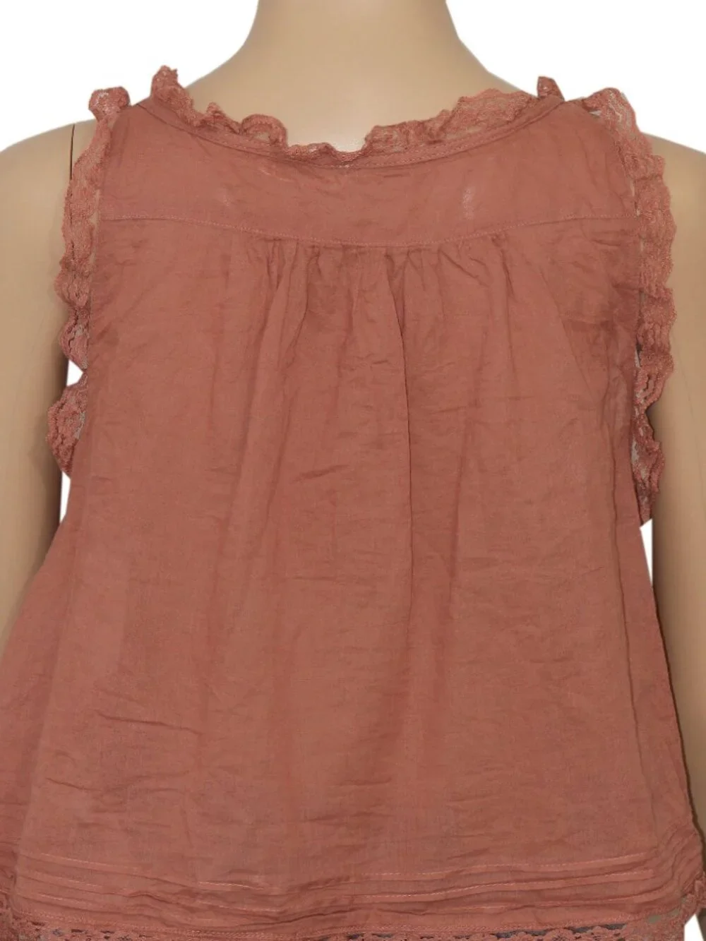 Free People Forevermore Tank Top Adjustable Tie Sheer Lace Ruffle XS